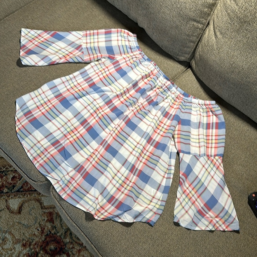 CATO Fashions EST 1948 Plaid 3/4 Sleeve Top Size L